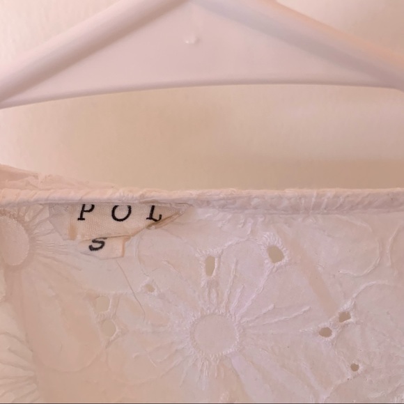 POL / free people white floral puff sleeve crop top - Picture 6 of 7